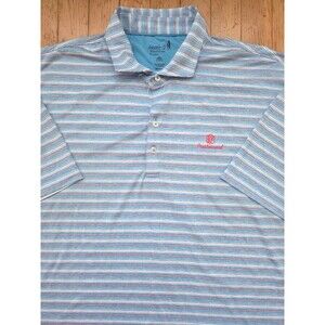 Johnnie-O Men's Astrid Striped Performance Prestonwood Golf Polo Shirt XL Blue